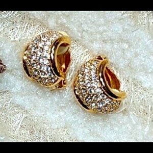 Swarovski Crystal Gold Tone Clip Earrings